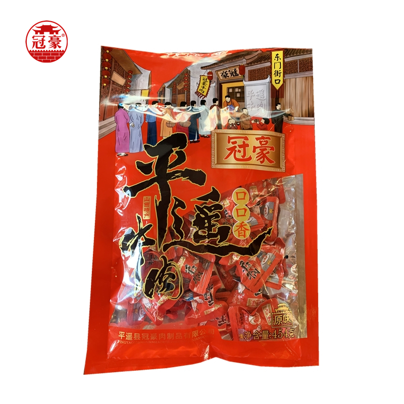 平遥牛肉口口香454g 冠豪多袋小包装 原味卤汁休闲健身零食 一口香牛肉粒 山西特产高清大图