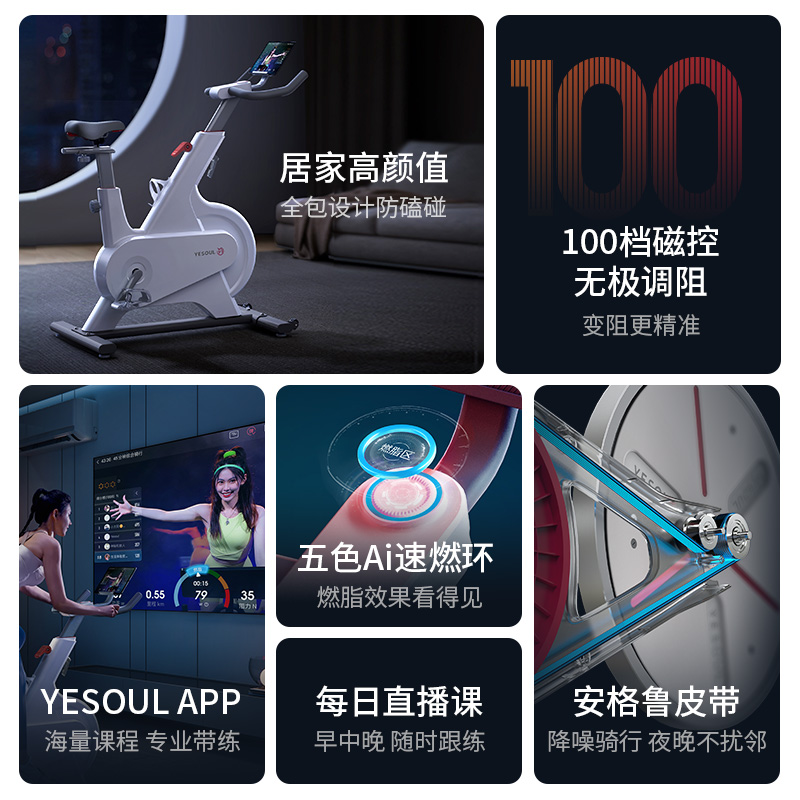 野小兽(YESOUL) 动感单车家用运动健身自行车室内减肥器材磁控 M1P高清大图