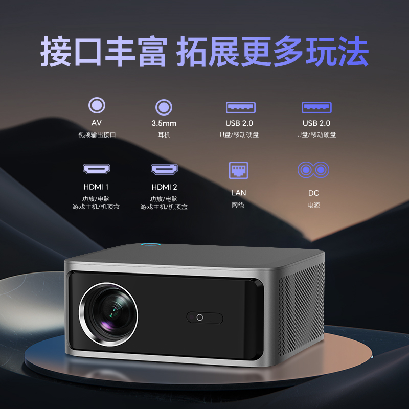 [全自动对焦]新款智越家投影仪家用4K全超高清1080P小型安卓苹果手机同屏/投屏WiFi儿童智能投影机家庭影院卧室投墙高清大图