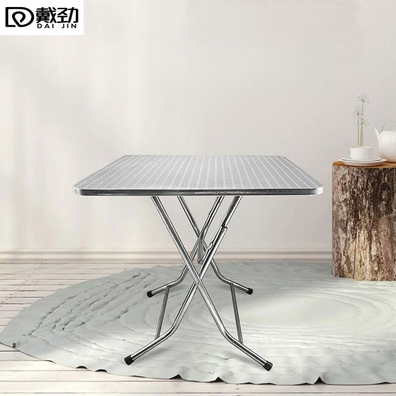 戴劲不锈钢餐桌圆台烧烤夜宵大排档餐桌农村摆地摊圆形桌0.9米方台