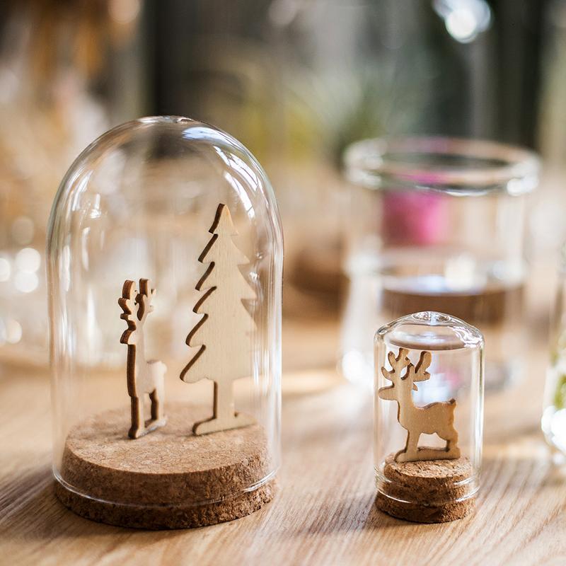 美帮汇软木塞玻璃罩 装饰摆件微景观干花标本公仔玩偶瓶DIY A(3cmX5cm)高清大图