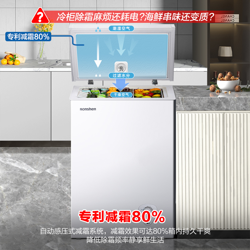 容声BD/BC-100MB白 100L冰柜商用小型家用冰箱全冷冻冷藏速冻单温节能减霜冷柜高清大图