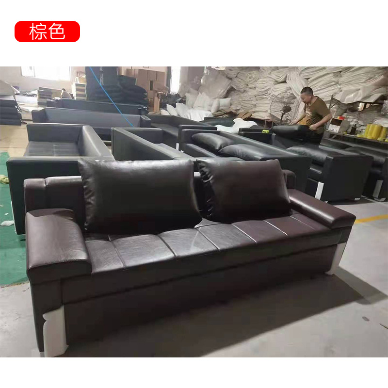 匡大 办公沙发 皮艺沙发 办公室折叠午休沙发 西皮 三人位 KDT899 棕色