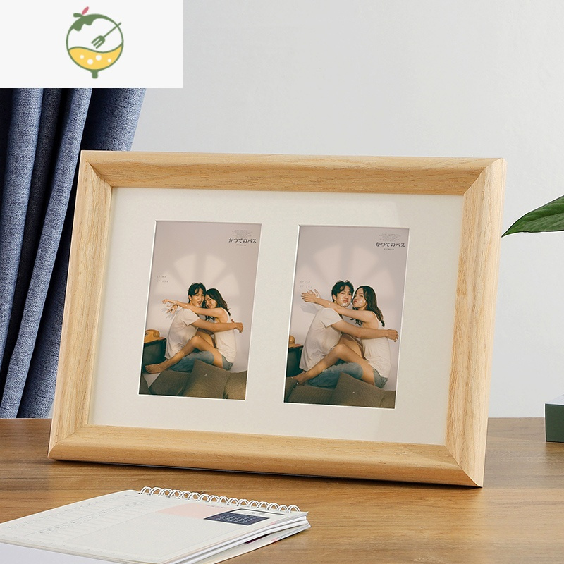 yicheng相框情侣二联组合创意相片框挂墙实木画框加洗照片做成摆台
