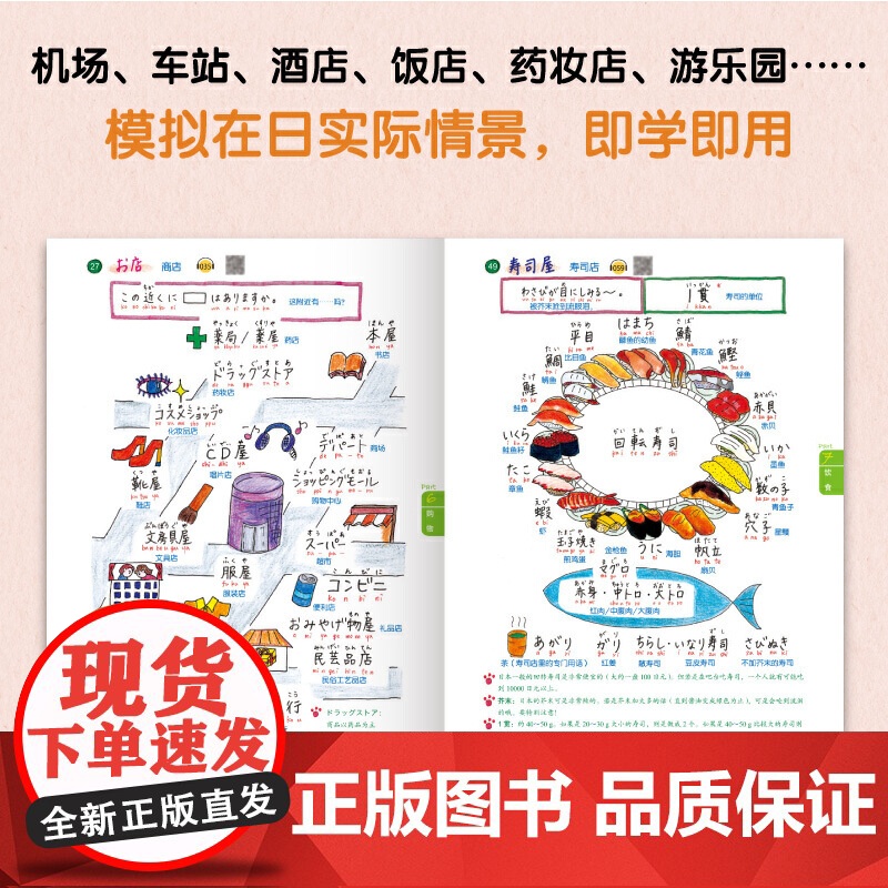 超简单手绘旅游日语 日本语口语 基础初级插图日语手绘 赴日旅行初学爱好音频 一本在手畅游日本旅游日语口语实用手册初学者口高清大图