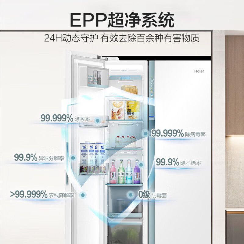 海尔(Haier)对开门冰箱561L容量全空间保鲜零距离自由嵌入电冰箱家用一级能效 BCD-561WLHSS14W9U1高清大图