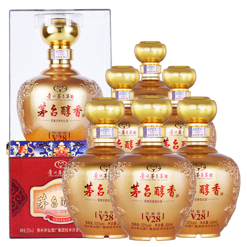 贵州茅台集团52度茅台醇香v28珍藏级纯粮食浓香型白酒礼盒装500ml6瓶
