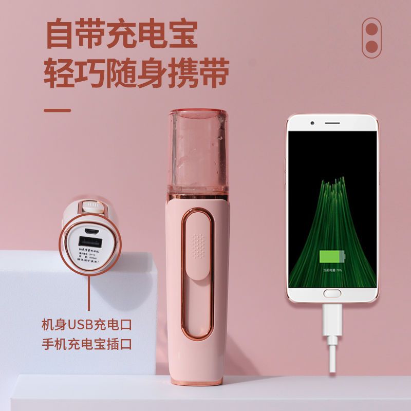 双孔纳米喷雾补水仪脸部美容仪喷雾器冷喷蒸脸器便携式充电加湿器 单喷补水仪粉 可喷矿泉水