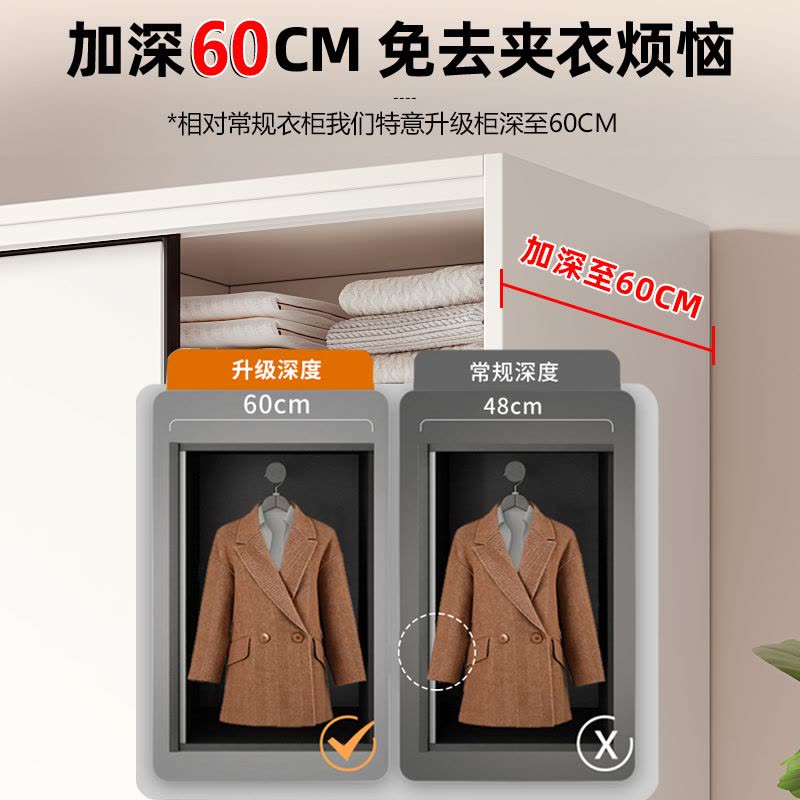 实木衣柜家用可定制卧室出租房用现代简约经济型储藏推拉门衣柜图片