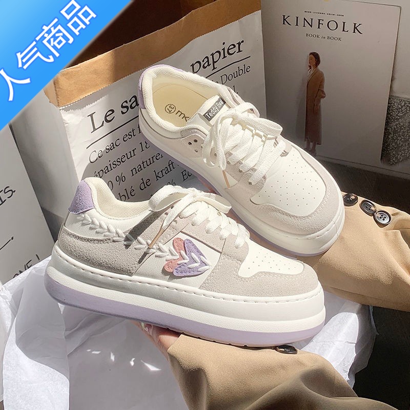 SUNTEK小众原创小白鞋女ins潮2023春夏新款大头厚底百搭运动休闲板鞋子高清大图