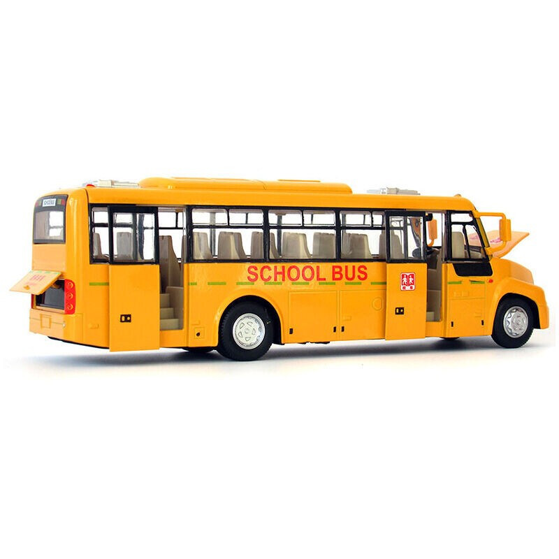 合金车模旅游大巴士长途大客车公交车合金汽车模型回力玩具车旅游大巴