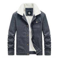 JEEPSPIRIT吉普中老年款秋冬季加绒加厚男士休闲灯芯绒棉衣_834 XL 灰色