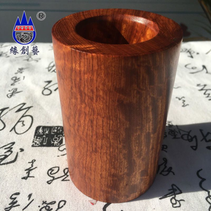 红木笔筒缅甸花梨整木实木大果紫檀摆件办公桌收纳笔插