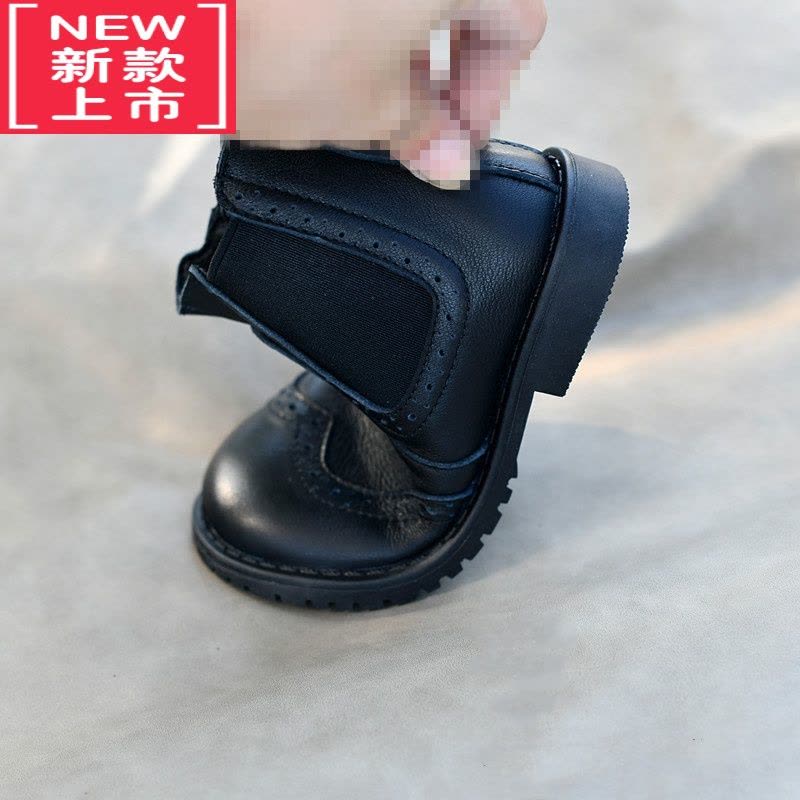 可莉允吾芮 秋冬新款儿童黑色童靴 女童巴洛克短靴马丁靴保暖棉靴子图片