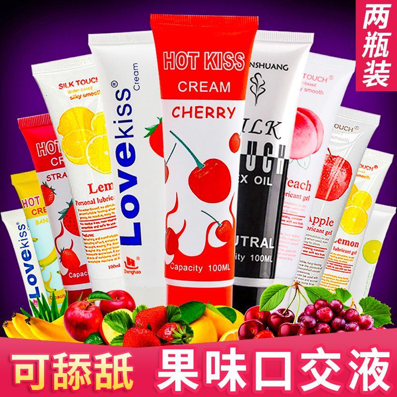 hotkiss樱桃水果味可入口润滑油口胶口娇液女用人体润滑剂莓交 柠檬味口交液100ml*2瓶