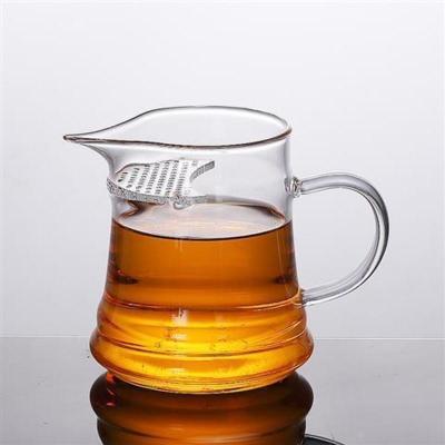 月牙过滤公道杯耐热绿茶公杯月牙滤网泡茶壶耐热过滤玻璃杯茶具 透明把