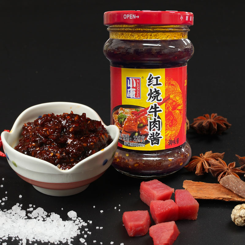 小康(XIAOKANG) 红烧牛肉酱 220克/瓶 佐餐下饭酱拌米饭拌面 火锅蘸酱 麻酱高清大图