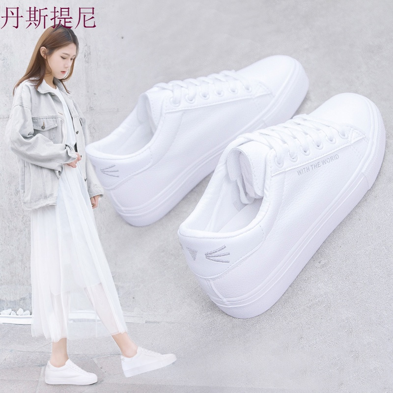 鮀品2018春秋季新款内增高小白鞋女学生百搭女鞋韩版白鞋厚底板鞋