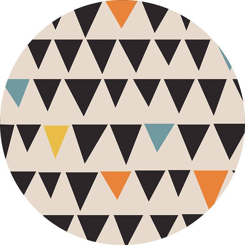 美帮汇圆形地毯北欧轻奢客厅几何简约现代新中式日式美式风格卧室床边毯 彩色三角圆形 100CM直径圆形