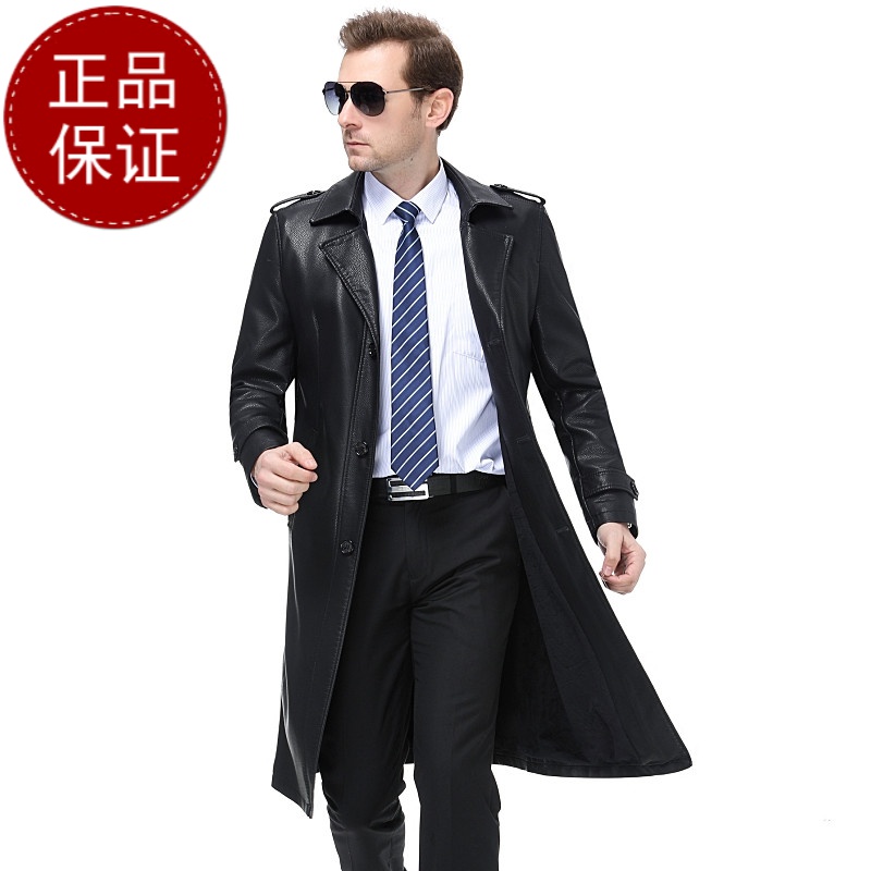 免费试穿掉皮包换春秋新款海宁真皮皮衣绵羊皮风衣男士长款加绒外套秋装加长皮大衣品牌外套男商务休闲大码外套正品高清大图