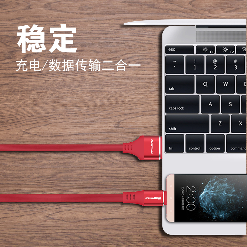 纽曼(Newmine)苹果连接线USB2.0 CWP5红色 3A快充 苹果设备通用 线长1.0米 TPE材质镀锡铜丝线材