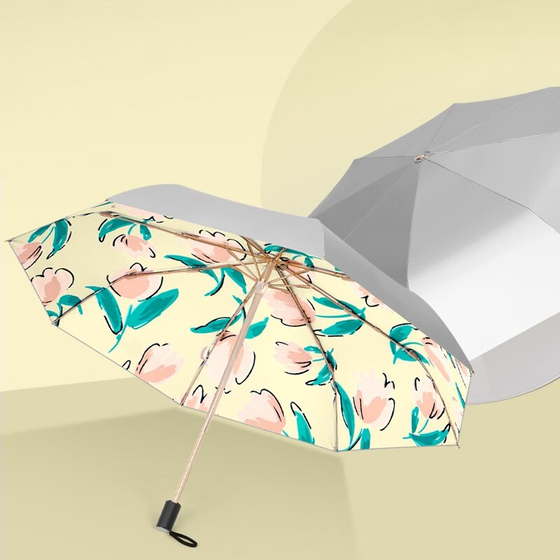 美度(MAYDU)三折钛银胶防晒防紫外线晴雨伞折叠雨伞插画系列太阳伞M3108高清大图