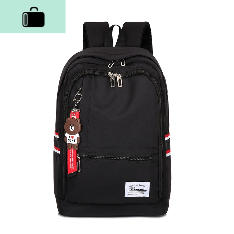 ins书包女韩版高中学生双肩包大学生初中生简约时尚大容量背包潮NEWLAKE 黑色大号