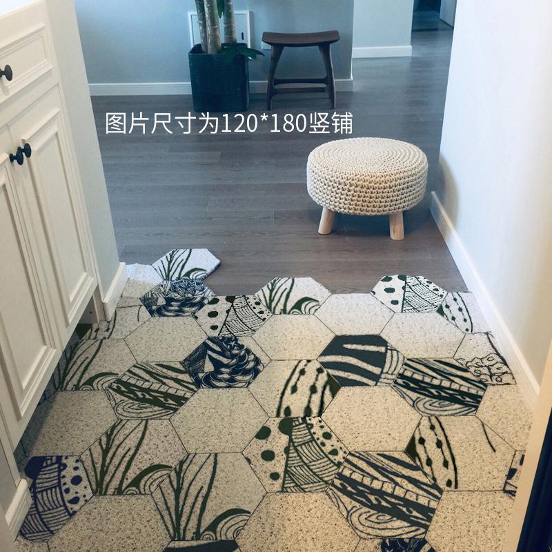 家柏饰(CORATED)北欧入户垫地垫口玄关丝圈脚垫可剪裁地毯进家用定制 六边形竖铺 120*240cm