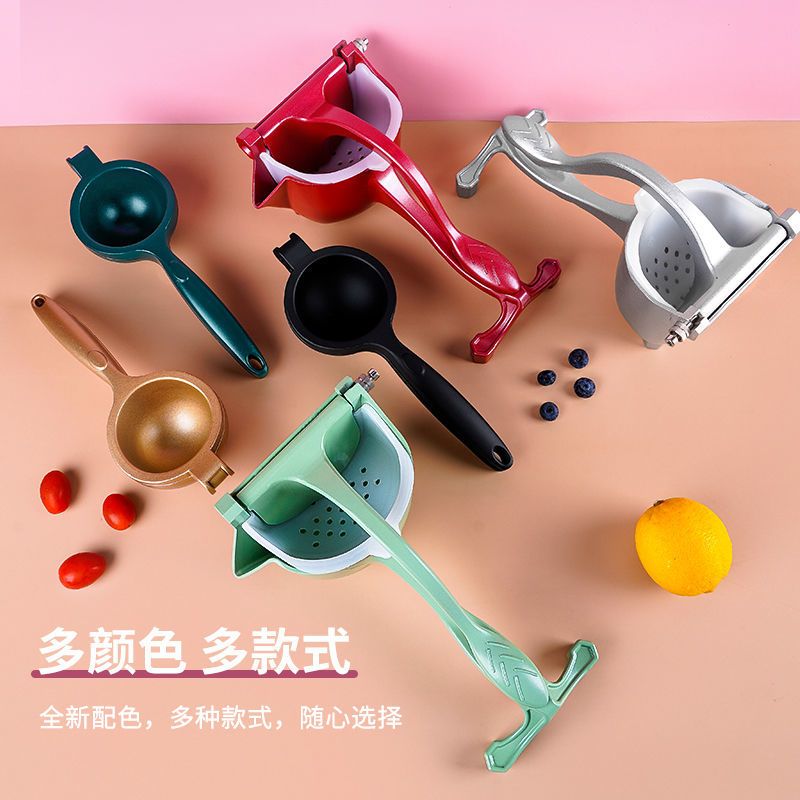 送袋子]手动榨汁机家用鲜榨果汁机多功能柠檬石榴橙汁压汁器|代[太空银] 30个过滤袋+食物夹