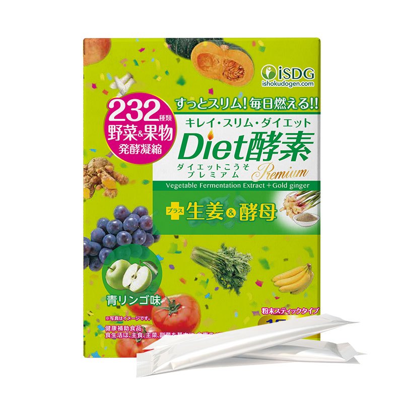 ISDG 日本进口diet酵素粉末孝素232种果蔬发酵 青苹果味 15支装
