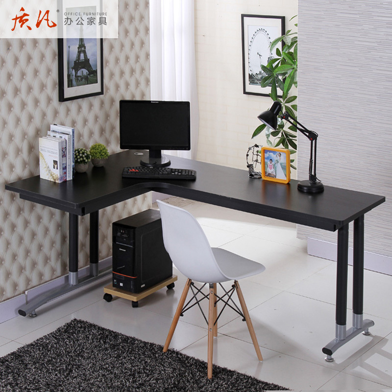 质凡家具钢木简易L单人拐角书桌台式转角办公桌学习电脑桌子家用定制