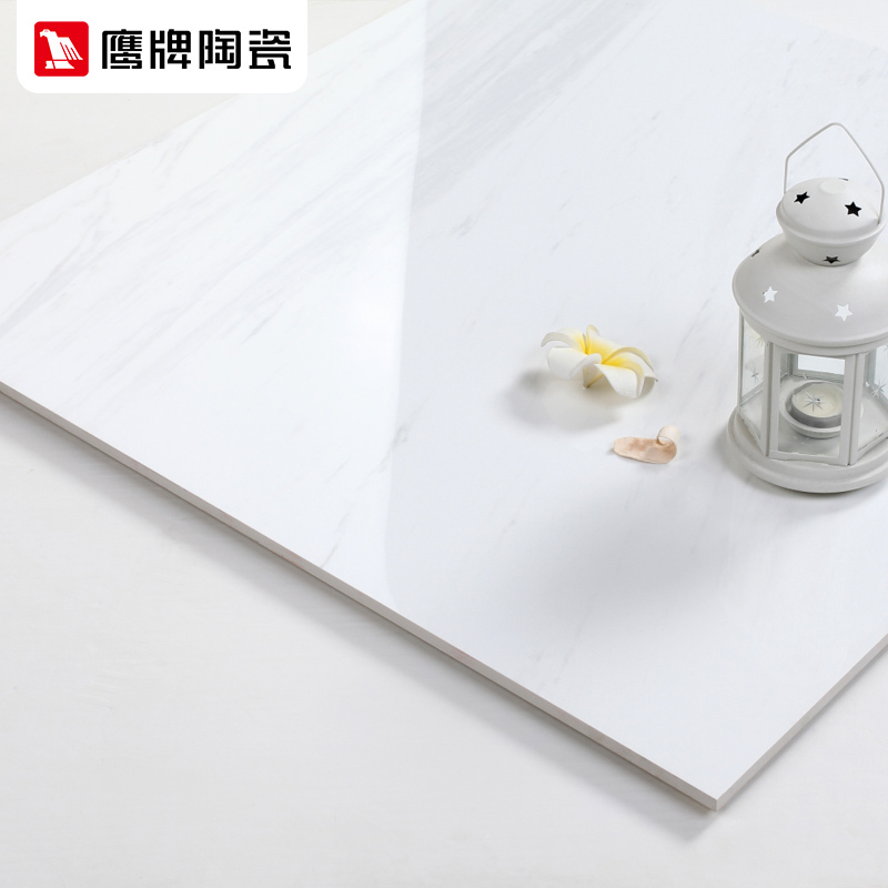 预售鹰牌客厅瓷砖地砖 全抛釉地板砖卧室白釉瓷砖墙砖珍珠白