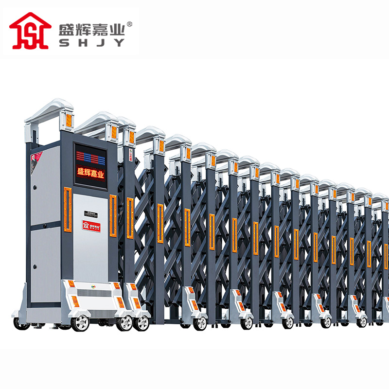 盛辉嘉业 智能电动伸缩门不锈钢铝合金伸缩遥控门 学校工厂安全电动门高清大图