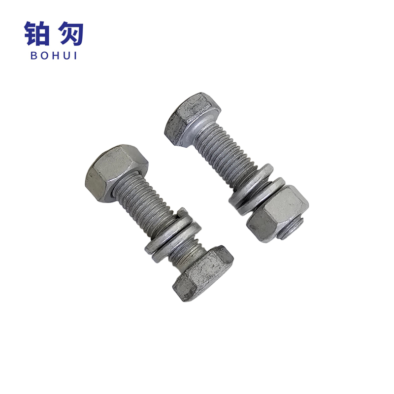 铂灳 热镀锌六角螺栓穿钉带帽 M14*50mm 套高清大图