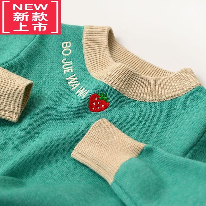 可莉允儿童圆领毛衣 含澳驼绒 基础针织衫软糯舒适女童长袖上衣 秋冬装图片