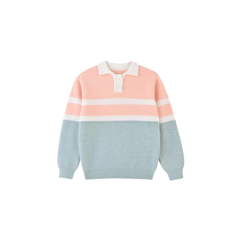 [福利]铅笔俱乐部童装女童秋装毛衣撞色小清新儿童针织衫翻领