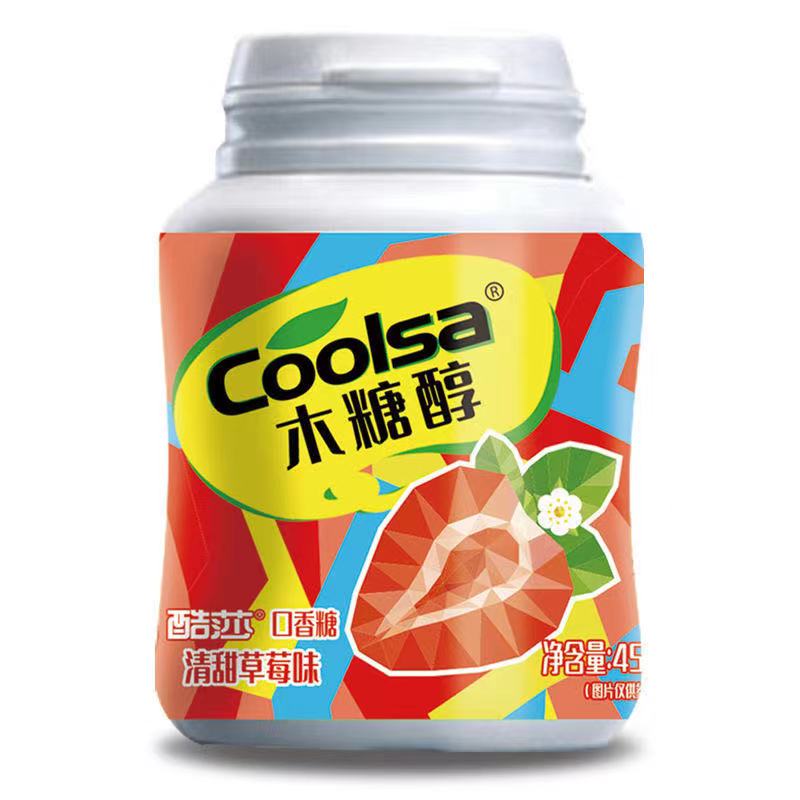 酷莎木糖醇口香糖清新口气脆皮夹心咀嚼水蜜桃草莓味瓶装随身便携高清大图