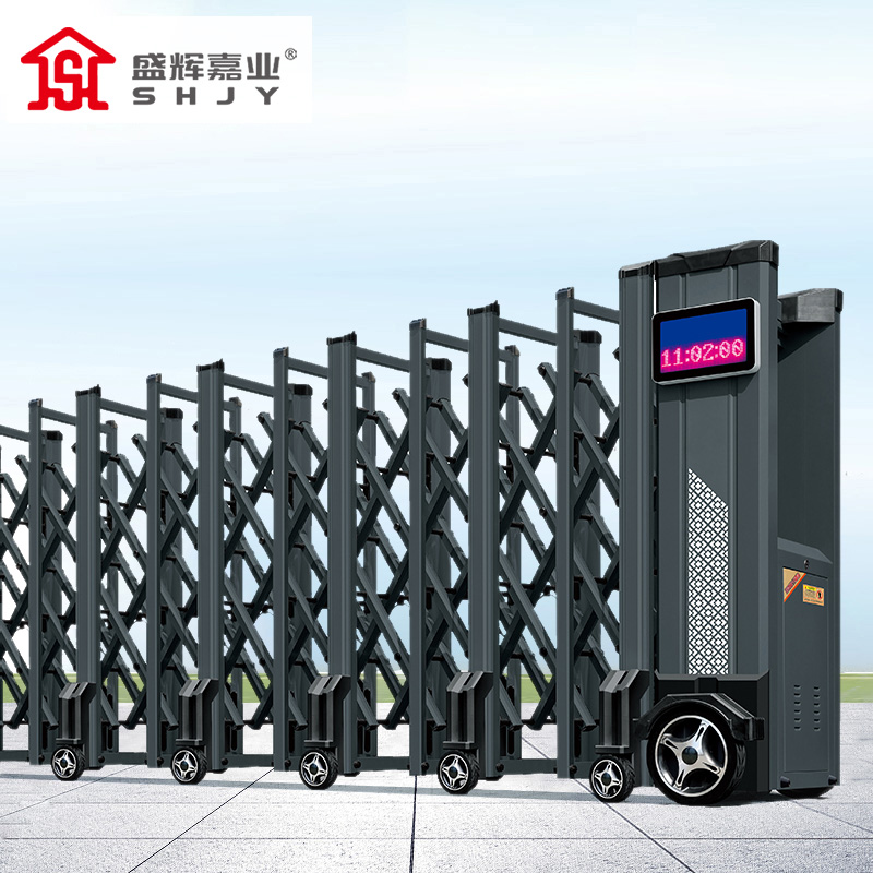 盛辉嘉业 智能 电动伸缩门自动折叠不锈钢遥控工厂学校无轨电动大门高清大图