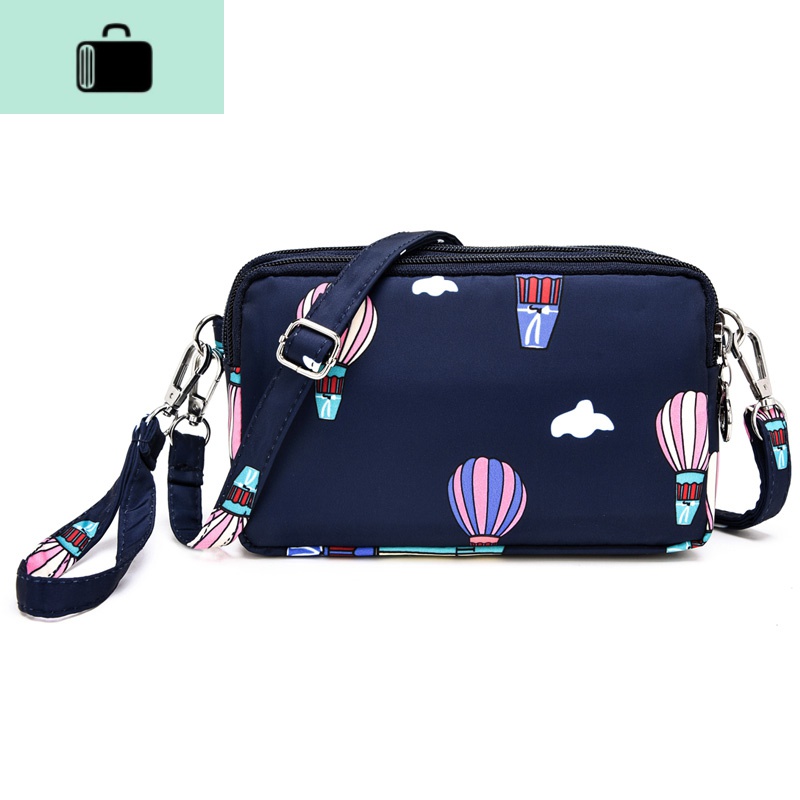 小布包尼龙布零钱包多层包包单肩斜挎包女小包挎包大屏手机钱包女NEW LAKE 蓝色气球