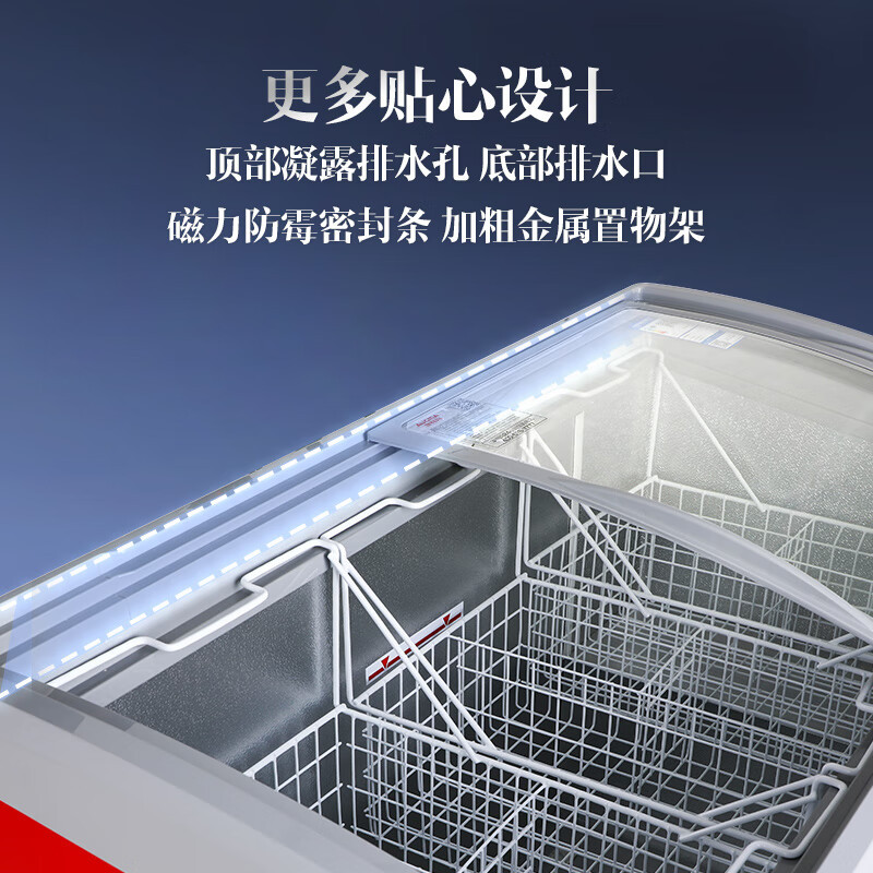 澳柯玛(AUCMA)商用卧式冷冻柜冰柜全篮筐 弧形玻璃门展示柜雪糕展示柜 超市冰淇淋速冻冷柜高清大图