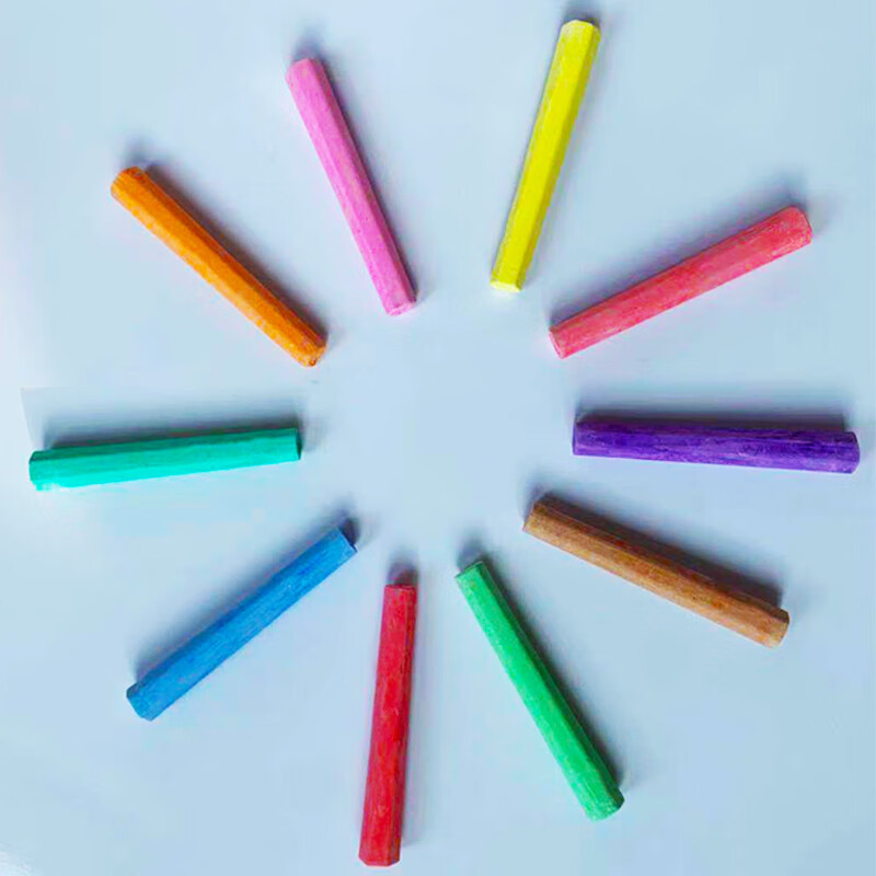 御杰开学季必备用品六角彩色粉笔10色50支开学礼包开学礼物儿童粉笔画板教学黑板报笔小学初中高中大学高清大图