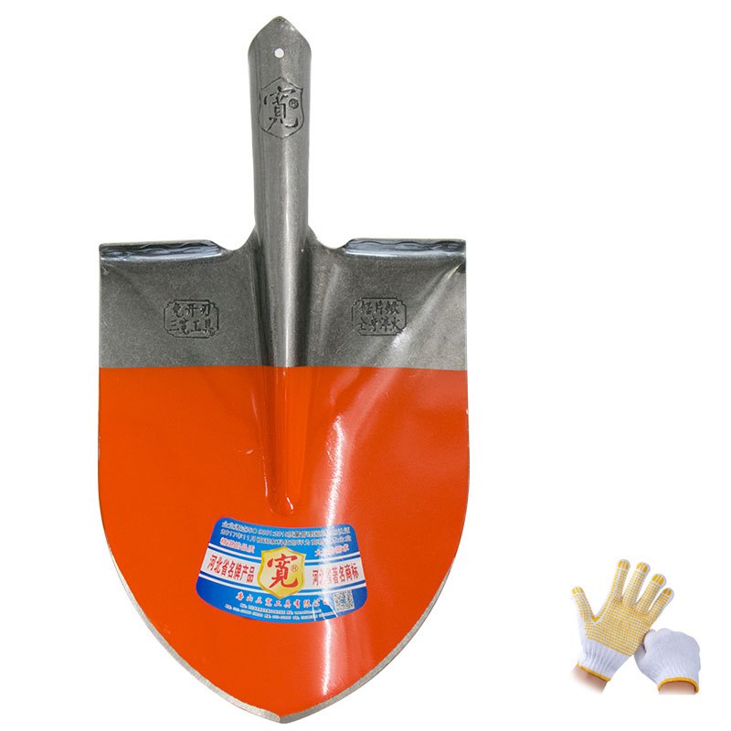 宽牌 BY-001 农用铁锹 军用铁锹(大号尖锹不含柄+3双手套)锰钢锹钢铲 除雪铲 园艺园林工具木柄钢锹