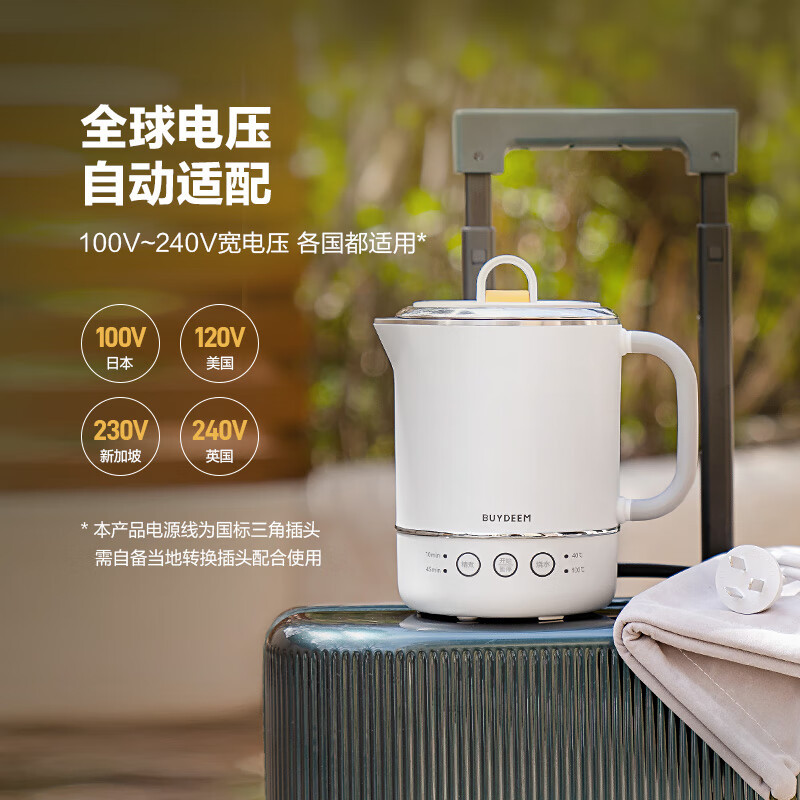 北鼎TK65/ 迷你 电热水壶不锈钢恒温水壶 浅衫绿/白色 0.6L