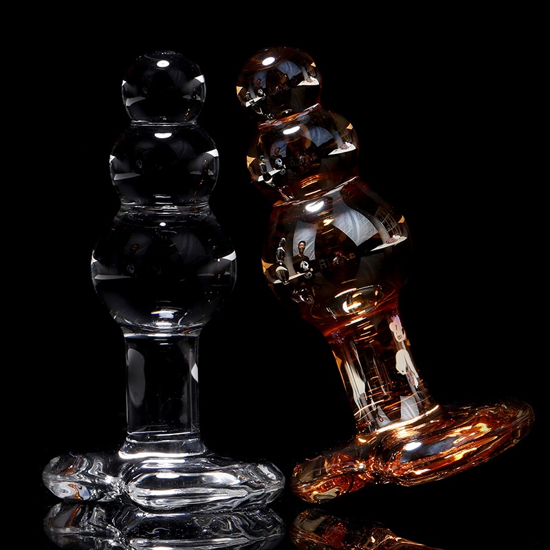 透明玻璃水晶阳具 后庭肛栓拉珠 冰火两重天 自慰棒sm肛塞肛栓