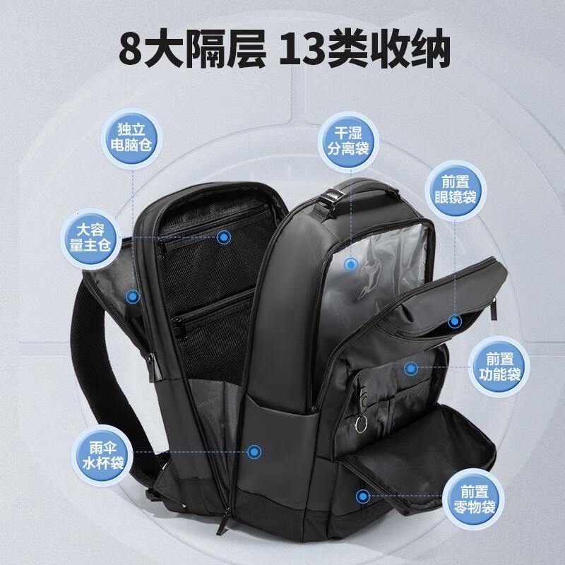 维多利亚旅行者商务出差包双肩包笔记本电脑包USB充电背包9089黑色高清大图