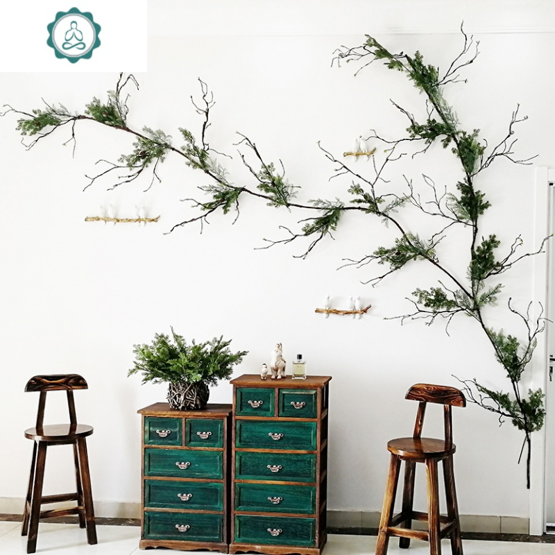 文艺术复古仿真树枝干藤条北欧中式适310米超宽电视背景墙壁装饰封后