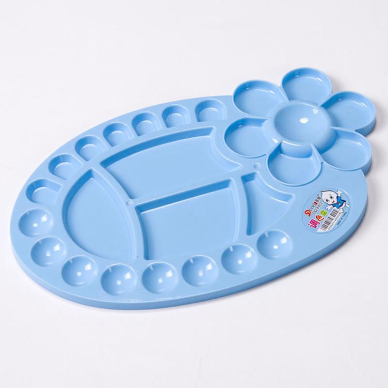 多奇学生绘画笑脸调色盘花样卡通儿童画画彩色画盘专用水彩颜料盘天蓝