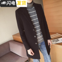 HLCOMAN潮流男装秋冬款中老年男士毛呢大衣大码中长款呢子加厚中年外套风衣爸爸装