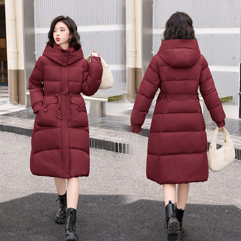 羽绒棉服冬季2024过膝新款连帽韩版宽松棉衣长款棉袄加厚外套女士高清大图