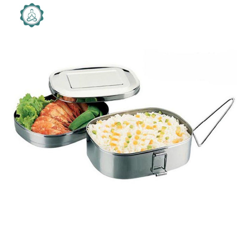 金属饭盒长方形学生分格便当盒成人铁饭盒食堂餐具蒸饭带盖餐盒 封后
